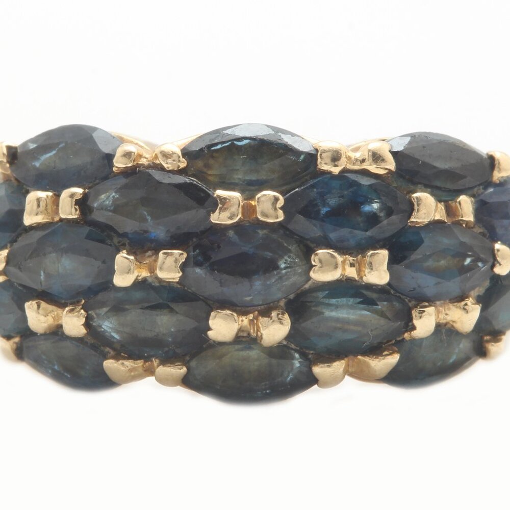 ESTATE 1.00 Ct Natural Blue Sapphire in 14K Solid Yellow Gold Women Ring